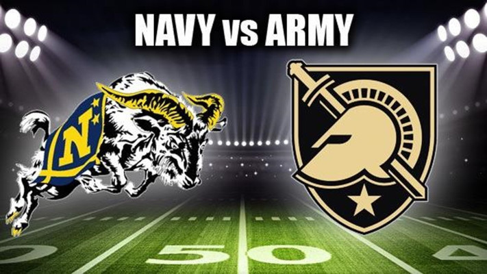 Navy vs. Army football rivalry - text and team logos